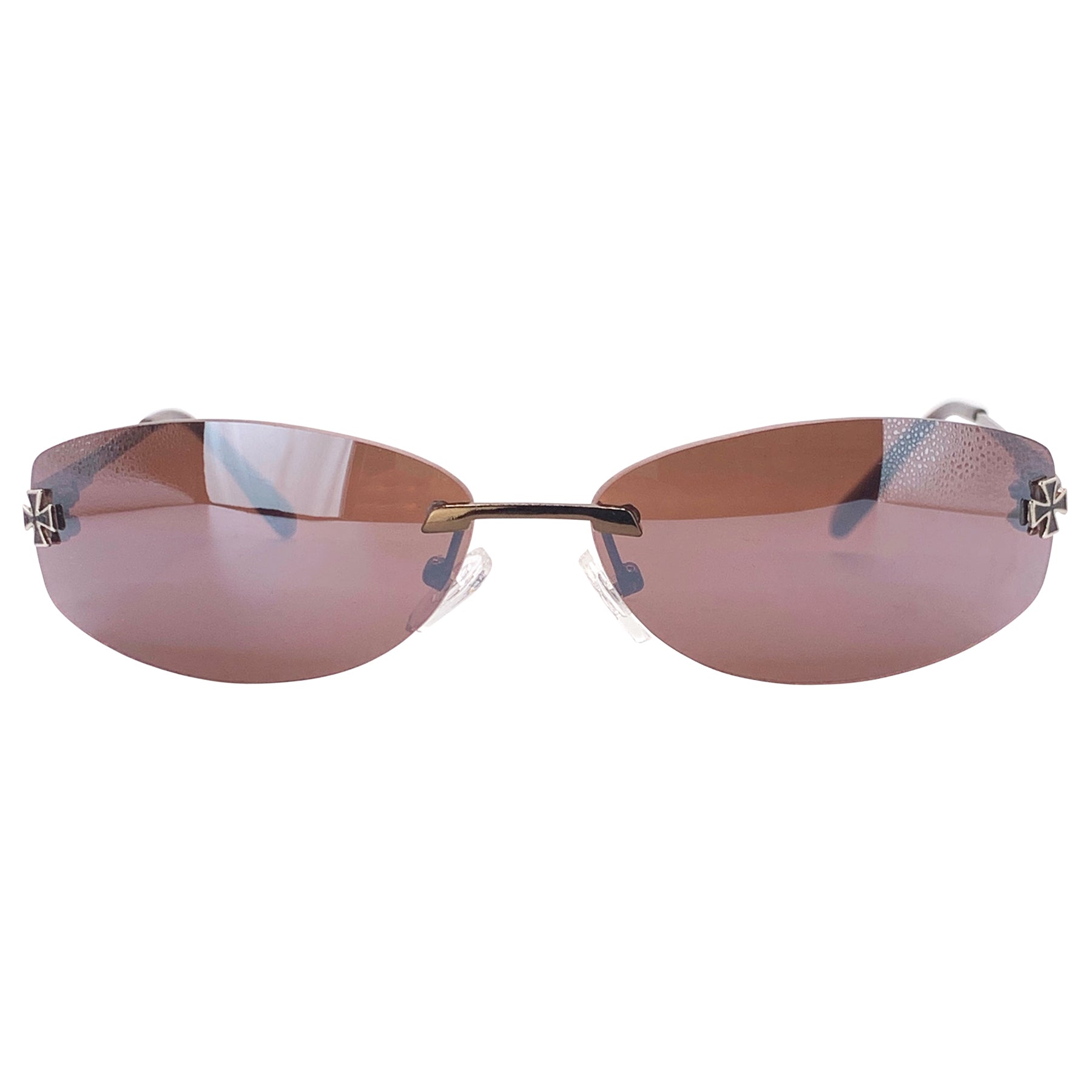 PIXEL Rimless 90's SunglassesCopper/Brown-Giant Vintage Eyewear